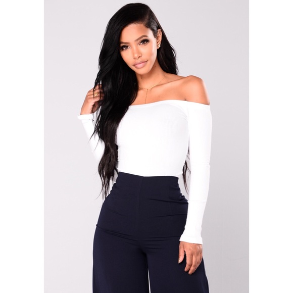 Fashion Nova Tops - White Off Shoulder Top - Large
